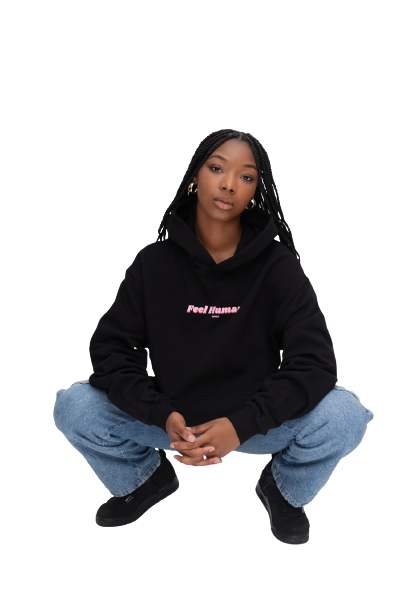 Black "Feel Human" hoodie